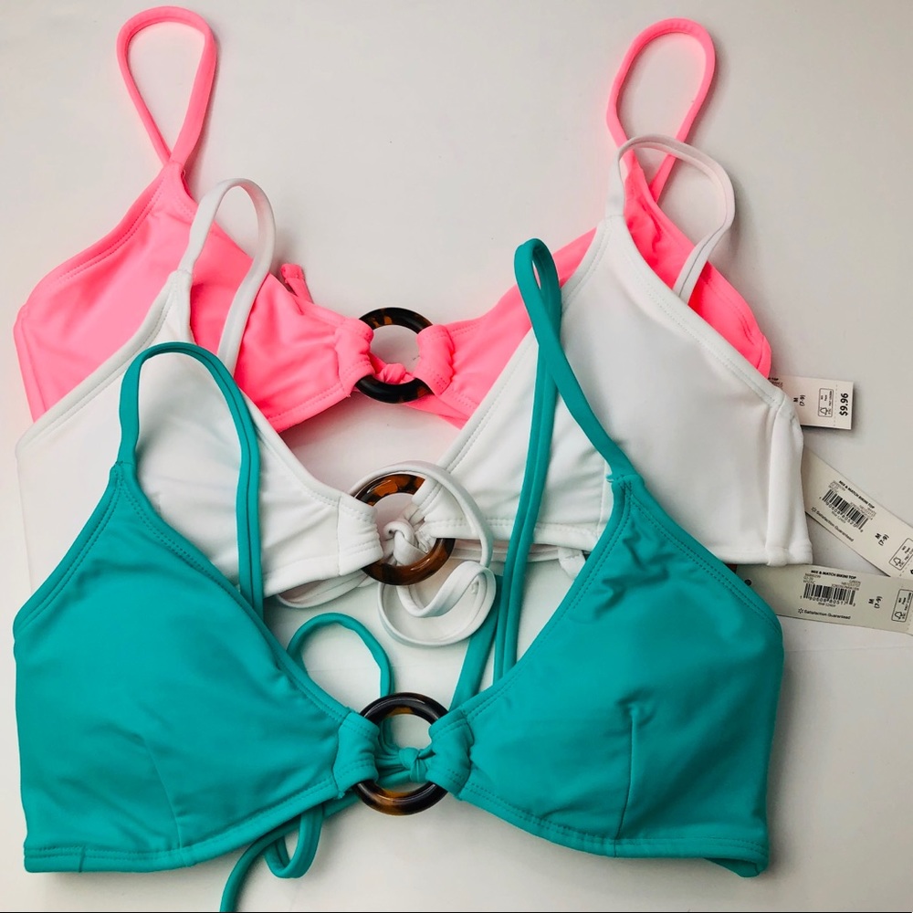 No Boundaries Women’s Bikini Tops Teal Pink White